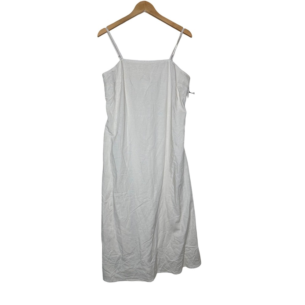 NWT Japna Linen Blend Square Neck Spaghetti Strap Maxi Dress size Large Cream